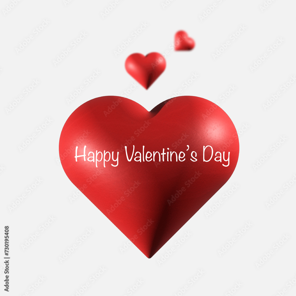 Happy Valentine's Day Red Heart Balloons Effct 3D greeting Heart banner, gift shop, valantine love days illustration design for digital and print