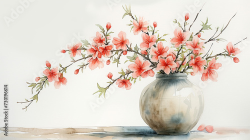 Fototapeta Naklejka Na Ścianę i Meble -  vase with spring summer flowers on neutral color background, greeting cards, decor banners, portraits
