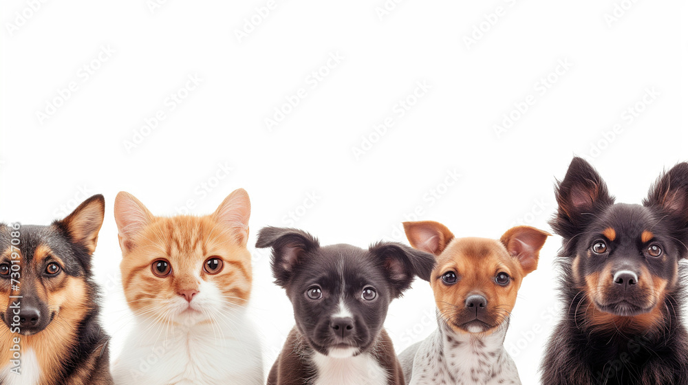 Fototapeta premium Dogs and cats with space