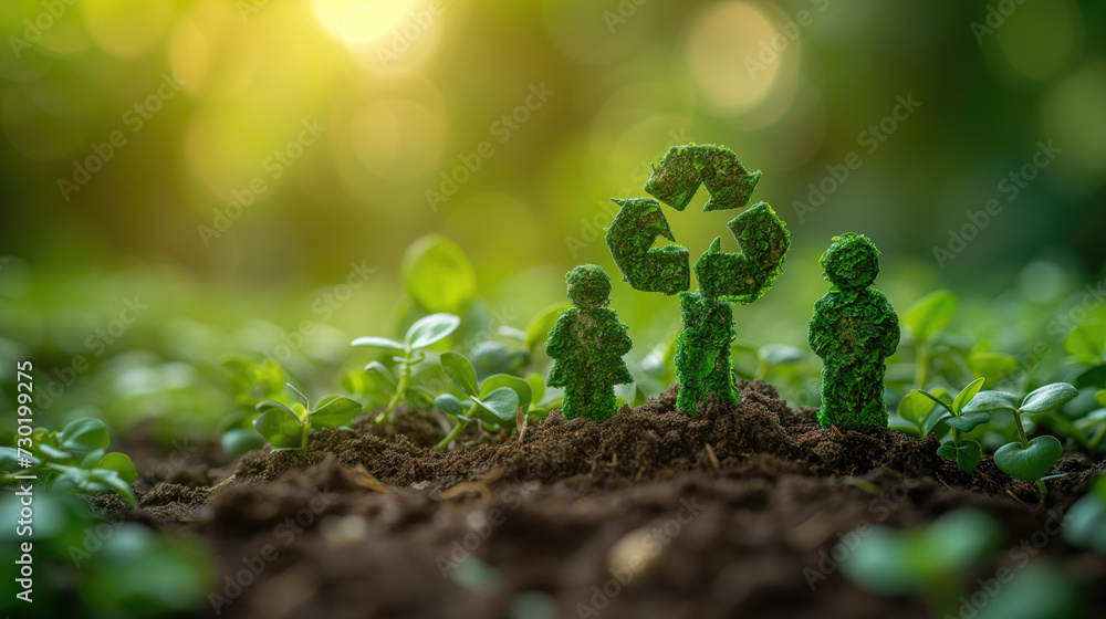 Recycle and environment with green and family recycling logo. Recycle and environment with green and family recycling logo.