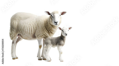 Mother Sheep and Baby Sheep Standing Together