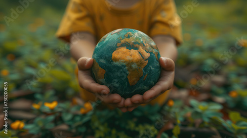 Saving the world for the next generation and global environmental sustainability and ecology system in earth day concept