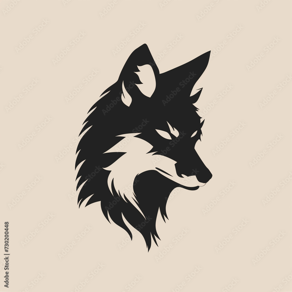 Fox head silhouette, flat logo, no color