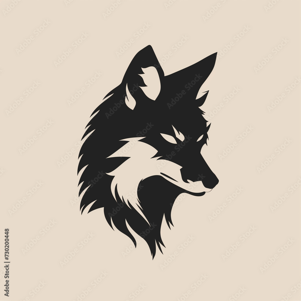 Fox head silhouette, flat logo, no color Fox head silhouette, flat logo, no color