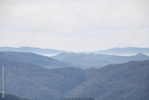 View from the Serra do Marão to the western horizon. Green mountain park. photo