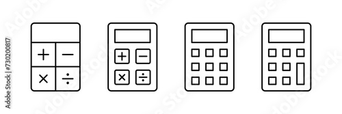 Calculator icon. Calculating machine outline icons. Calculator vector icons, signs