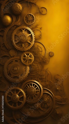 Yellow steampunk themed background. AI Generated © Jason Yoder