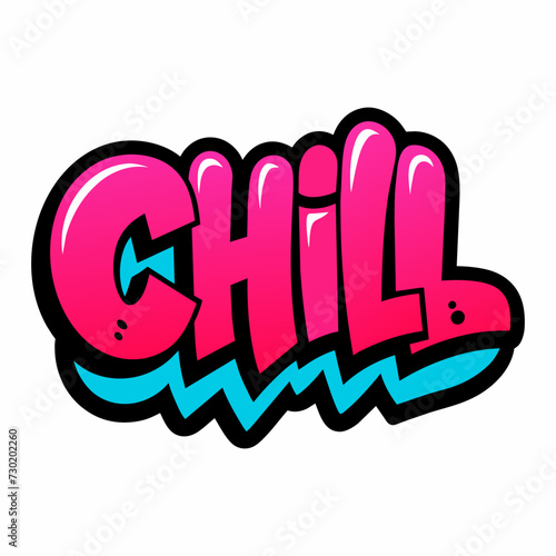The word CHILL in street art graffiti lettering vector image style on a white background.