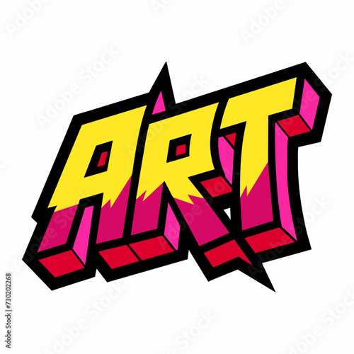 The word ART in street art graffiti lettering vector image style on a white background.