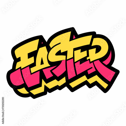 The word EASTER in street art graffiti lettering vector image style on a white background.