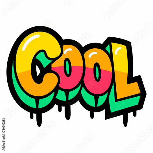 The word COOL in street art graffiti lettering vector image style on a white background.