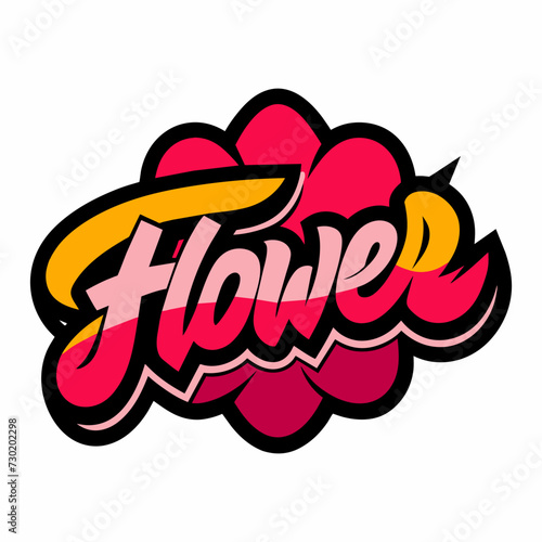 The word FLOWER in street art graffiti lettering vector image style on a white background.