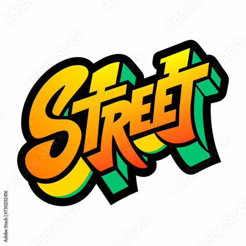 The word STREET in street art graffiti lettering vector image style on a white background.