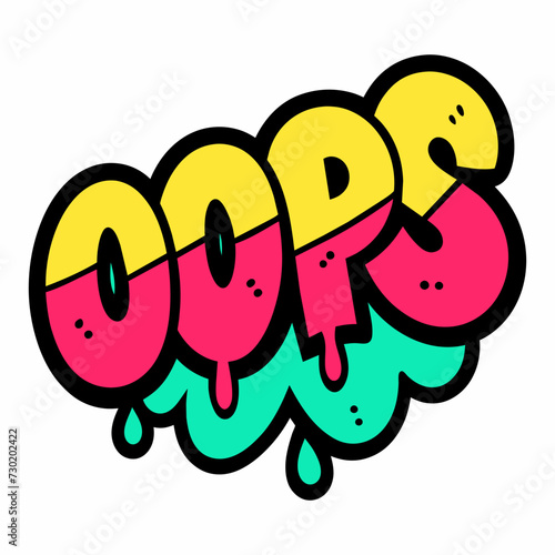 The word OOPS in street art graffiti lettering vector image style on a white background.