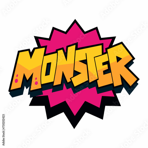 The word MONSTER in street art graffiti lettering vector image style on a white background.