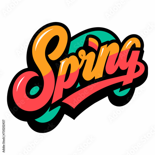 The word SPRING in street art graffiti lettering vector image style on a white background.
