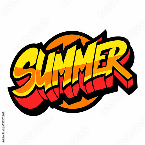 The word SUMMER in street art graffiti lettering vector image style on a white background.