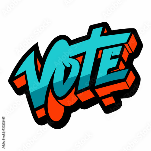 The word VOTE in street art graffiti lettering vector image style on a white background.