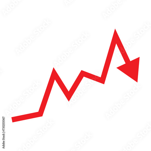 Red arrow down red arrow down red arrow down. Downs and downs chart sign. price graphic element. Realistic 3d design isolated on white background. trading infographic. vector illustration, eps10