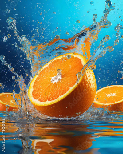 orange and water splash