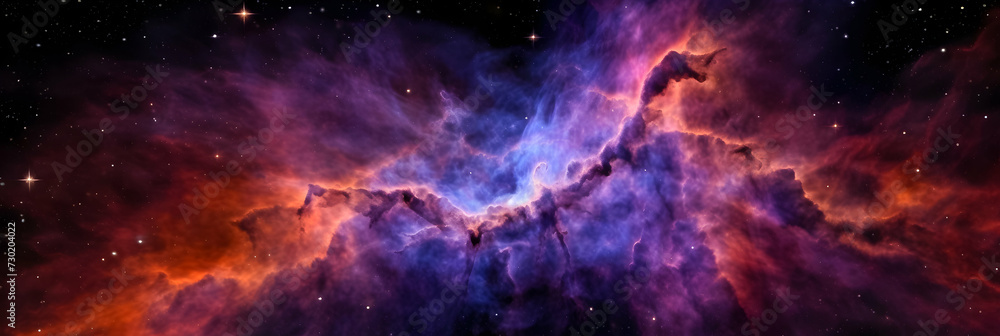 Fototapeta premium Celestial wonders unfold in an ethereal space where galaxies dance, stars twinkle, and the cosmic nebula journey unveils the profound beauty of the vast, captivating universe