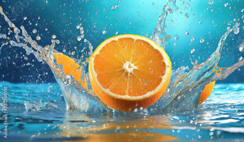 orange and water splash