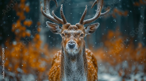 Regal Stag in Winter's Embrace