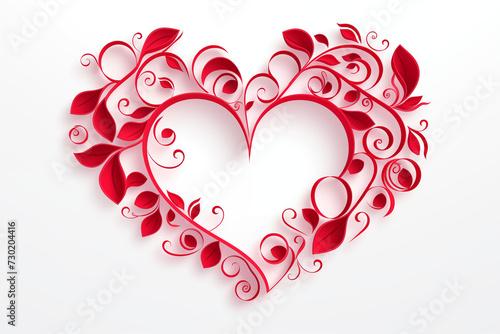 red papercut style of valentine's day with white background