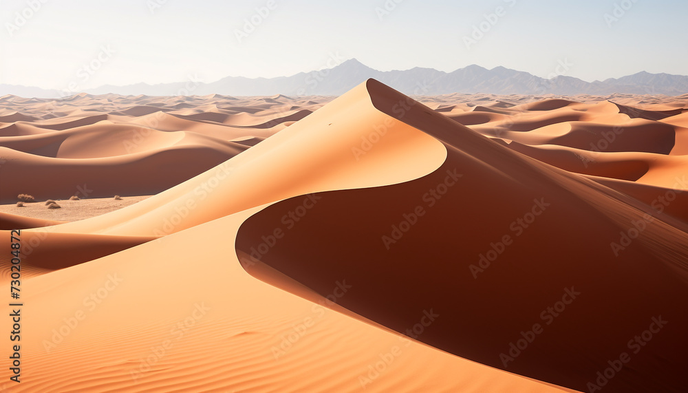 Majestic mountain range, striped with wave pattern, under clear sky generated by AI