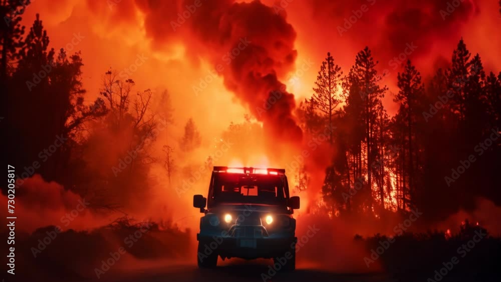 Inferno Odyssey: Truck Journey Through the Fiery Night. Generative ai Inferno Odyssey: Truck Journey Through the Fiery Night. Generative ai