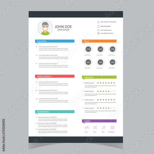 Clean Modern Resume and Cover Letter Layout Vector Template for Business Job Applications, Minimalist resume cv template, Resume design template, cv design, multipurpose resume design