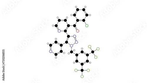 tradipitant molecule, structural chemical formula, ball-and-stick model, isolated image vly-686