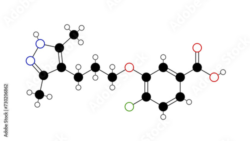 acoramidis molecule, structural chemical formula, ball-and-stick model, isolated image ag10 photo