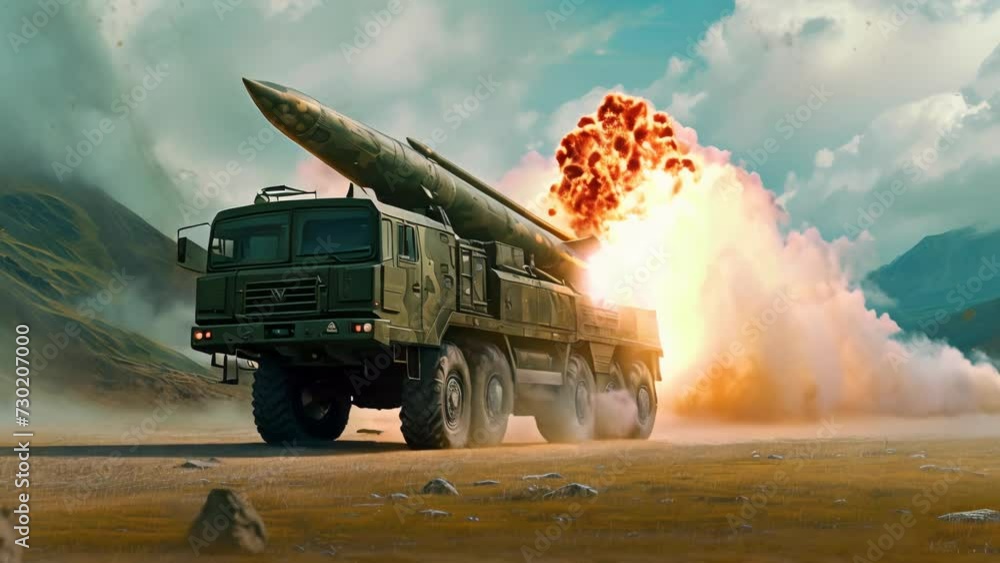 Strategic Cargo: Military Convoy with Missile. Generative ai Strategic Cargo: Military Convoy with Missile. Generative ai