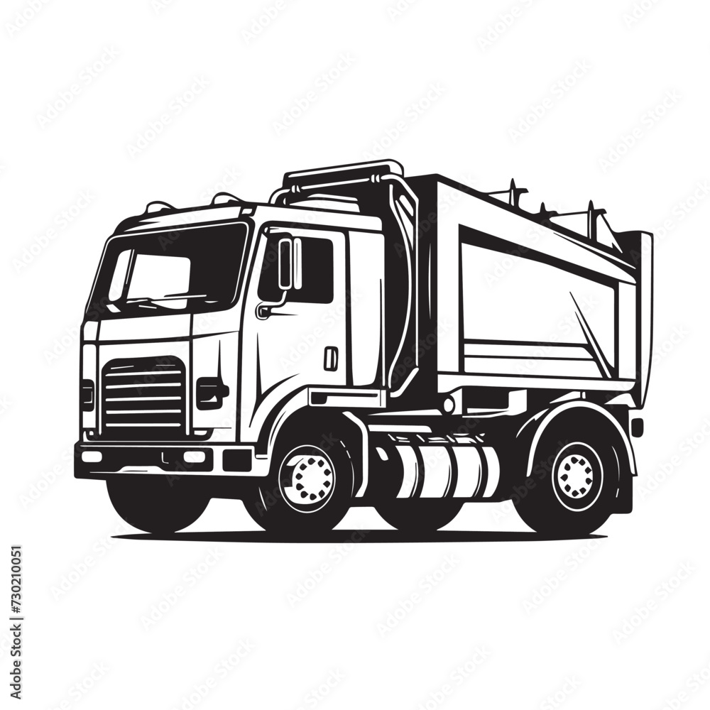 Tractor trailer in cartoon, doodle style. Image for t shirt. Isolated 2d vector illustration in logo, icon, sketch style, Eps 10. AI Generative