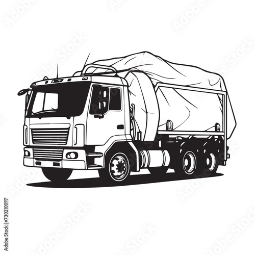 Tractor trailer in cartoon  doodle style. Image for t shirt. Isolated 2d vector illustration in logo  icon  sketch style  Eps 10. AI Generative