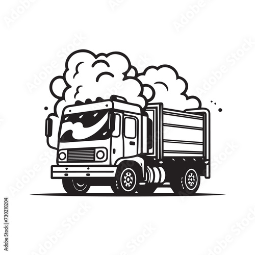 Tractor trailer in cartoon, doodle style. Image for t shirt. Isolated 2d vector illustration in logo, icon, sketch style, Eps 10. AI Generative