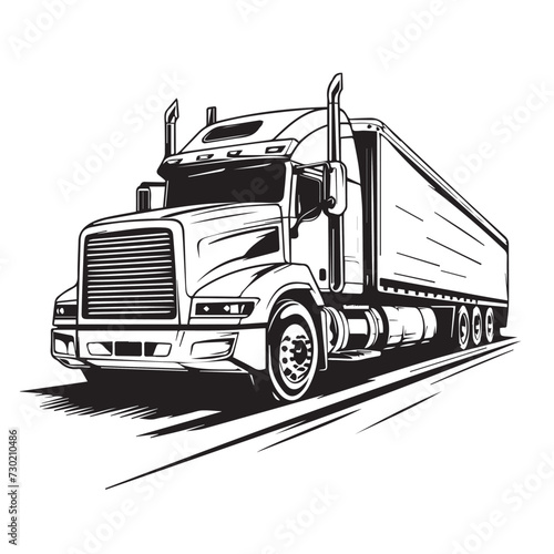 Tractor trailer in cartoon, doodle style. Image for t shirt. Isolated 2d vector illustration in logo, icon, sketch style, Eps 10. AI Generative