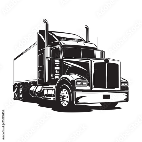 Tractor trailer in cartoon, doodle style . Image for t shirt. Isolated 2d vector illustration in logo, icon, sketch style, Eps 10, black and white. AI Generative