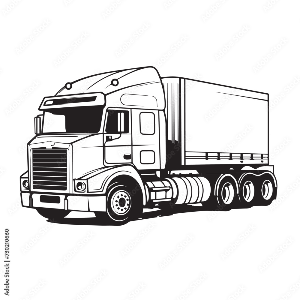 Tractor trailer in cartoon, doodle style . Image for t shirt. Isolated 2d vector illustration in logo, icon, sketch style, Eps 10, black and white. AI Generative Tractor trailer in cartoon, doodle style . Image for t shirt. Isolated 2d vector illustration in logo, icon, sketch style, Eps 10, black and white. AI Generative