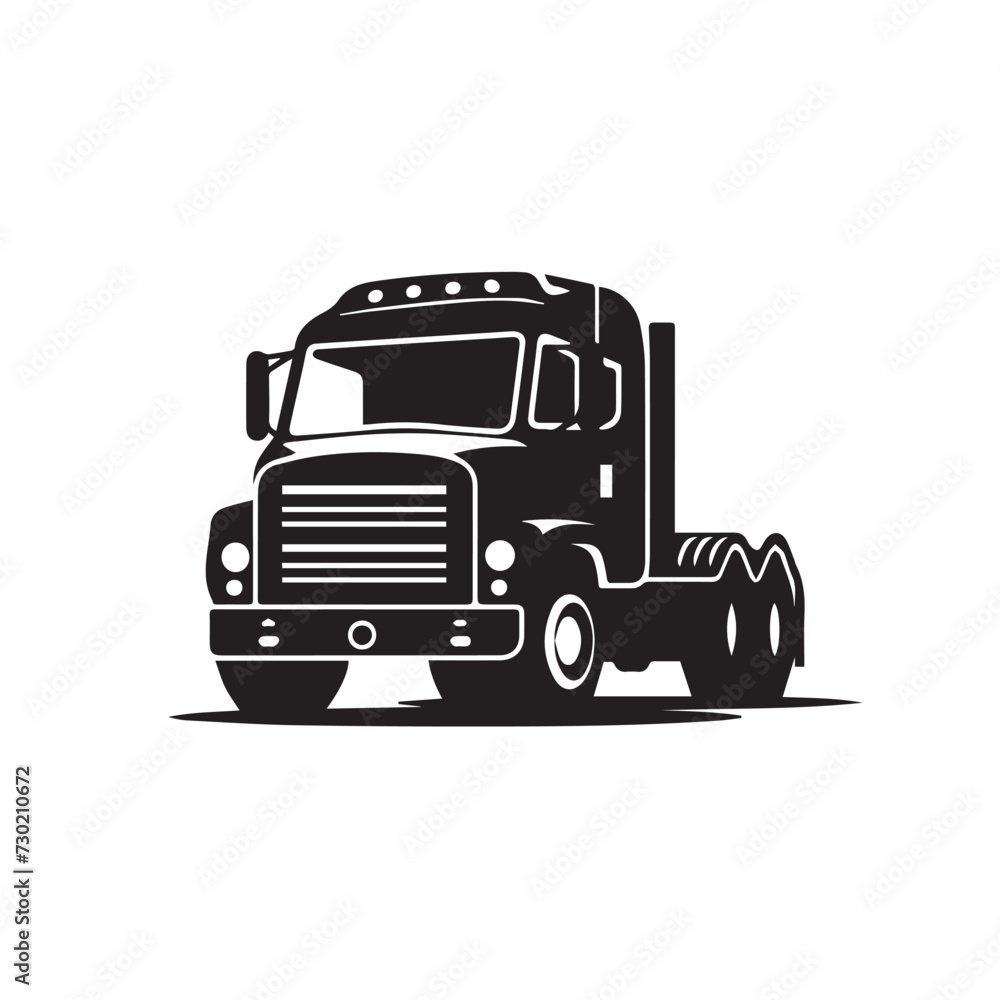 Tractor trailer in cartoon, doodle style . Image for t shirt. Isolated 2d vector illustration in logo, icon, sketch style, Eps 10, black and white. AI Generative