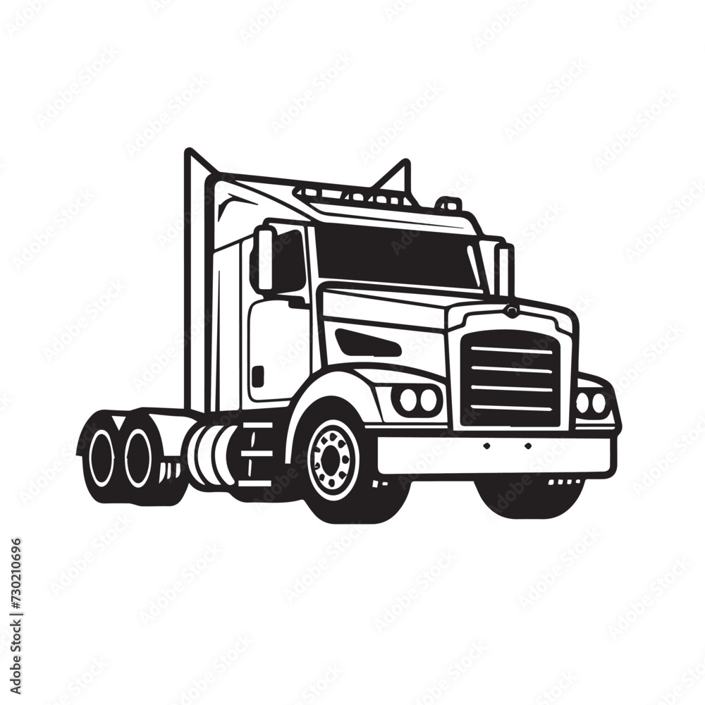 Tractor trailer in cartoon, doodle style . Image for t shirt. Isolated 2d vector illustration in logo, icon, sketch style, Eps 10, black and white. AI Generative Tractor trailer in cartoon, doodle style . Image for t shirt. Isolated 2d vector illustration in logo, icon, sketch style, Eps 10, black and white. AI Generative