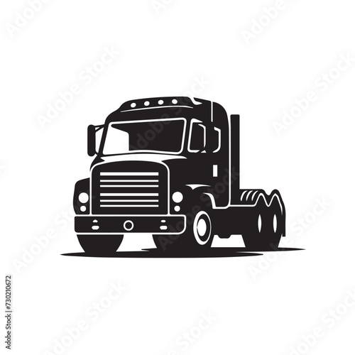 Tractor trailer in cartoon, doodle style . Image for t shirt. Isolated 2d vector illustration in logo, icon, sketch style, Eps 10, black and white. AI Generative