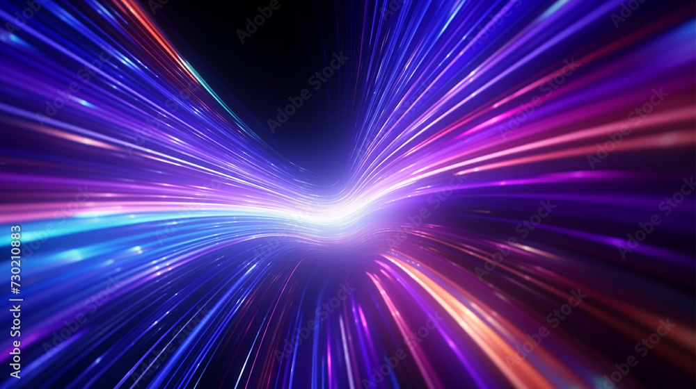 Vibrant neon tunnel with flowing light rays, in a colorful futurism style. Vibrant neon tunnel with flowing light rays, in a colorful futurism style.