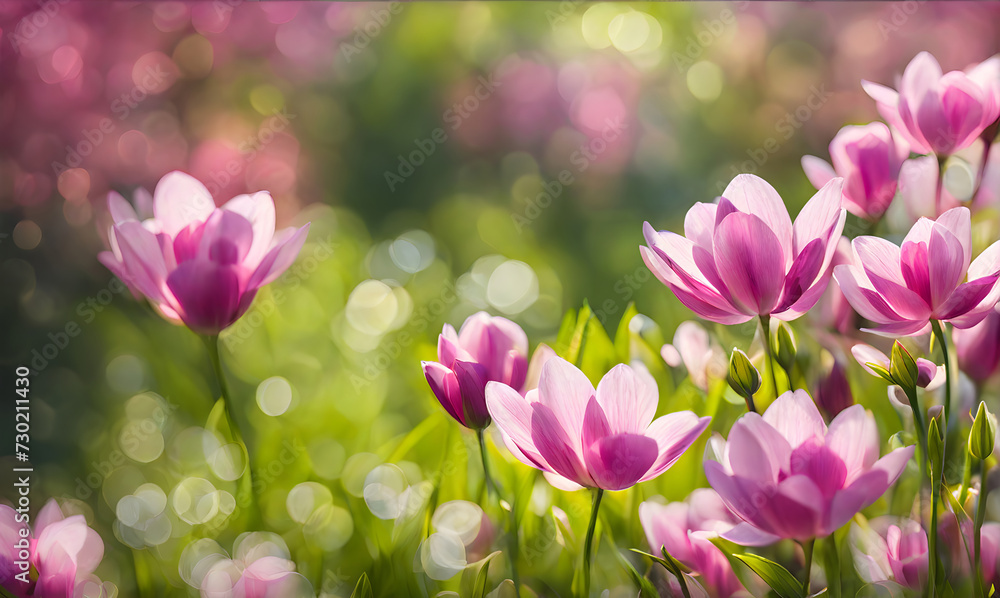 Obraz premium Sunny spring field: Vibrant flowers under the sun