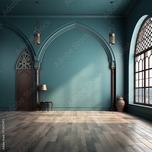 islamic background with flowers mosque in background