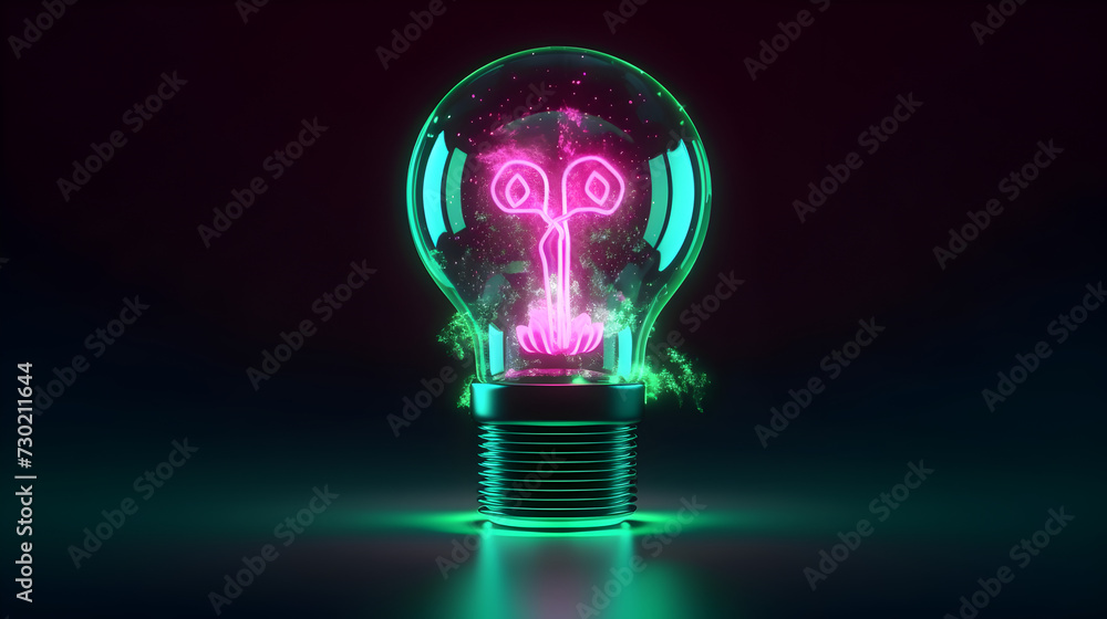 A bright idea illuminates the concept of innovation and creativity, symbolized by the glowing light bulb. This futuristic and modern design represents the energy of imagination and the potential for A bright idea illuminates the concept of innovation and creativity, symbolized by the glowing light bulb. This futuristic and modern design represents the energy of imagination and the potential for