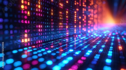 abstract background of multicolored binary code with numbers. 