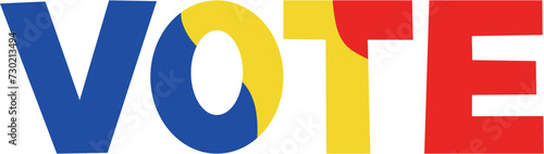 Vote vector. Election day in Romania. National flag