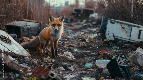 Unexpected Visitor  A Fox Wandering in a Home Appliance Graveyard